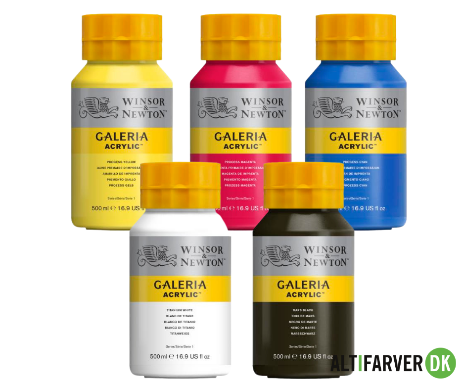 Køb Galeria akrylmaling 500 ml. sæt med primær farver - Hurtig levering - Altifarver.dk By